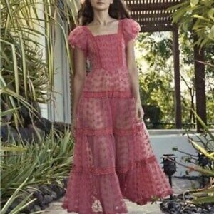 Shop Doen sheer pink dress